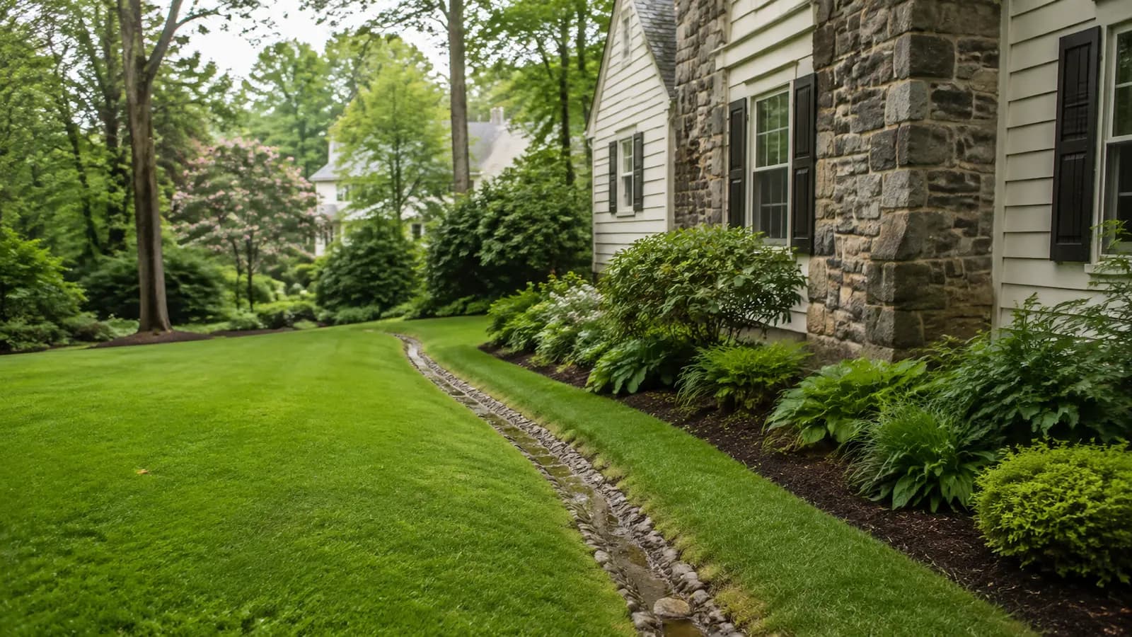 Yard drainage work in Chalfont, PA